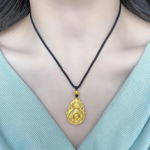 【限时克减150元】足金999.9 #葫芦 #宫廷风 古法镂空挂绳吊坠国潮古风人生四美葫芦喜报三元可转金珠葫芦吊坠（含珠子）(GFDZW00390-01),(预售产品下单后不退款不退货不换货不补差价) 商品图2