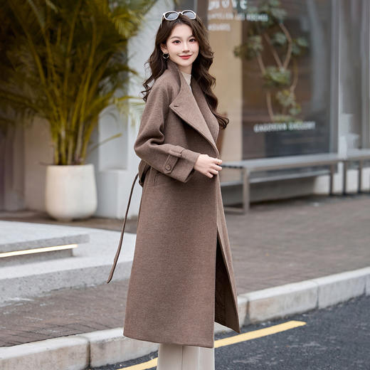 HR HBLJRA1218毛呢大衣外套气质翻领中长款外套 商品图1
