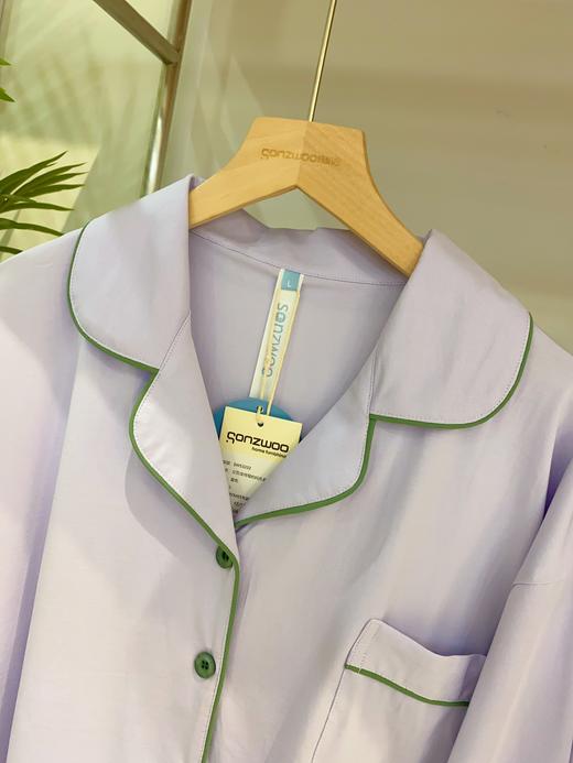 松植屋春秋女款莱卡棉简约纯色长袖睡衣套装可外穿家居服 商品图5