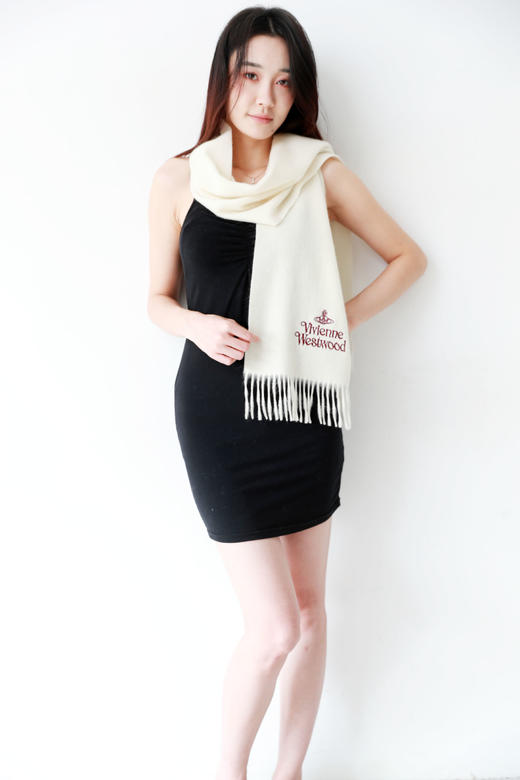 糯叽叽的手感，山羊绒大流苏围巾。重工刺绣刺绣长条围巾C101168 商品图12