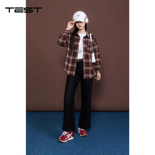 冬上新复古格纹宽松休闲长袖衬衣1254008 商品图0