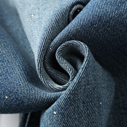 丁摩 烫钻刺绣阔腿牛仔裤新款女春秋爆款高腰显瘦窄版直筒裤5ZF-5009 商品图4