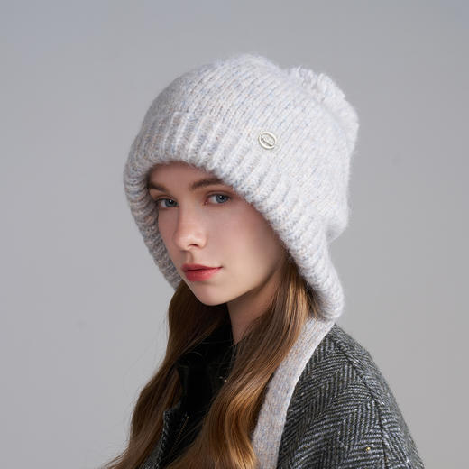 卡蒙绵羊毛护耳针织帽毛线帽女修饰脸型显脸小时尚百搭秋冬新款KM-9598 商品图9