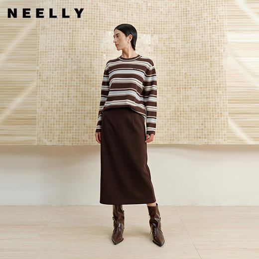 NEELLY纳俪商场同款冬季新款休闲优雅一步裙女通勤百搭中长裙N25102E01049 商品图0