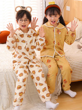 儿童雪呢绒开衫翻领家居服套装 S1065 100%