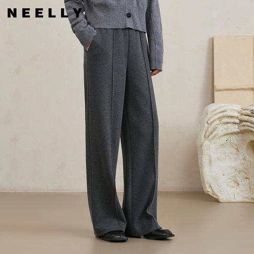 NEELLY纳俪商场同款冬季新款高级灰色肌理感休闲裤女显瘦爆款裤子N25104H04428 商品图0