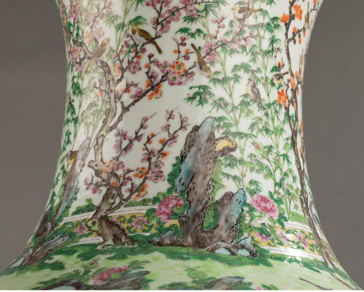 独角鹿西洋古董 19世纪中国出品「锦上添花」主题五彩棒槌瓶 商品图7