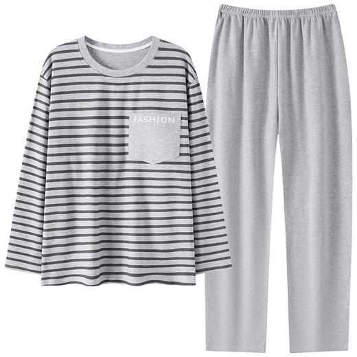 圆领套头睡衣男士秋冬季棉质长袖春秋款男款可外穿韩版休闲宽松家居服套装 商品图4