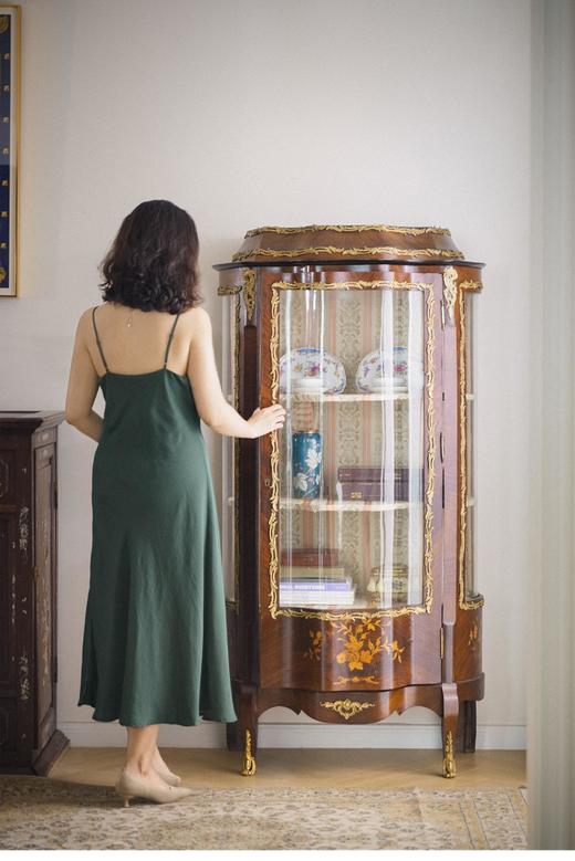 独角鹿西洋古董 法国拿破仑三世时期出品铜鎏金装饰细木镶嵌玻璃柜 商品图1