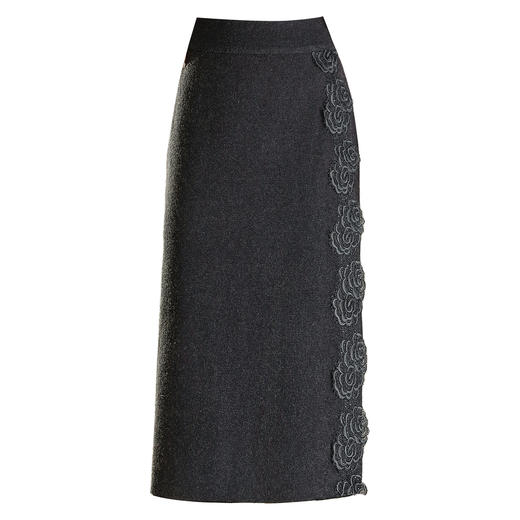 YGLR-A087-Y牡丹花边款毛线裙针织半身裙女高腰弹力厚款直筒裙秋冬季新裙子 商品图4