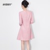 小香风优雅圆领长袖单排扣后拉链收腰连衣裙 商品缩略图3