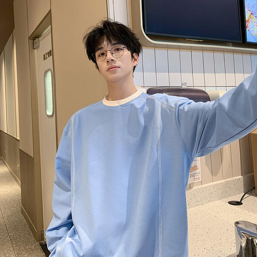 英国轻奢Schenvega 爆款迪桑平纹插色领长袖T恤卫衣A72-7902 商品图2