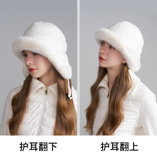卡蒙白鸭绒加厚毛绒雷锋帽东北防风防寒保暖三防面料护耳飞行帽KM-5330 商品图3