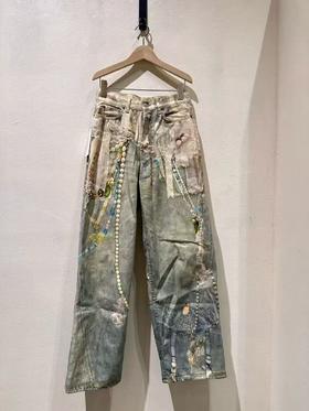 女款印花牛仔裤长裤001