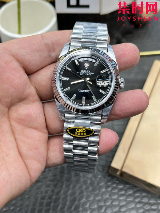 CBD配重版 V9升级版 重量200克+ 劳力士星期日历型系列 日志40mm 白金黑冰糖DD 商品图1