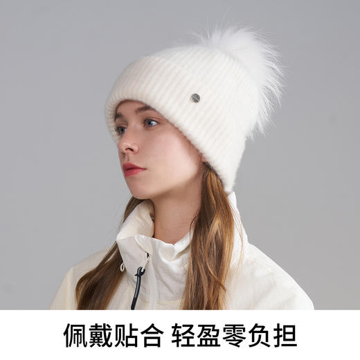 卡蒙羊绒秋冬帽子防风针织帽女2025新款登山防寒红色毛线帽护耳帽KM-9577 商品图6