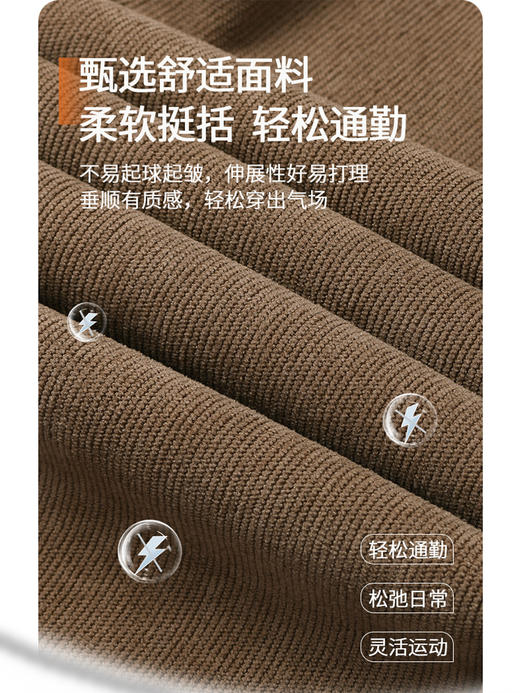 啄木鸟春秋灯芯绒裤子男款直筒宽松轻奢商务条绒加绒百搭休闲长裤 商品图4