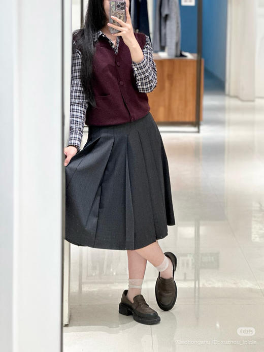 1011-8 圆正渠道货 小禾 精纺羊毛百褶长半裙 看腰围135斤时我穿38/140斤我要穿40 商品图12