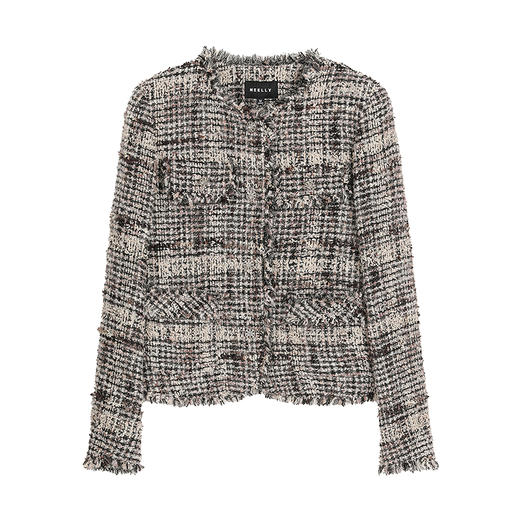 NEELLY纳俪商场同款冬季新款粗花呢圆领小香风外套女复古通勤上衣N25102C01038 商品图3