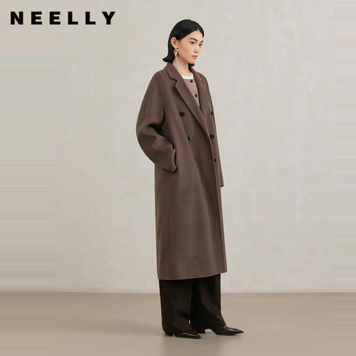 NEELLY纳俪商场同款冬季新款纯羊毛长款双面呢大衣气质通勤外套女N25104N04407 商品图0