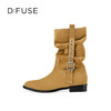 Dfuse迪芙斯2025冬季新款大地色中筒靴奢潮可调节堆堆西部靴女DFD4116040 商品缩略图8