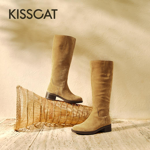 【云粉节】BF楼KISSCAT接吻猫[布达佩斯]25秋棕色长筒美拉德风骑士西部牛仔靴女KA65701-55吊牌价2399活动价1299 商品图2