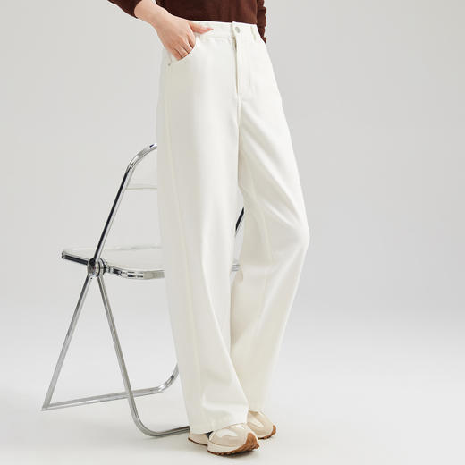 SM 2011纯白色休闲高腰阔腿牛仔裤显瘦质感直筒日常休闲裤 商品图1