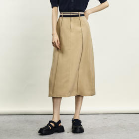 谜底A型半身裙2024年夏季新品复古通勤风百搭中长款半裙242MB0594