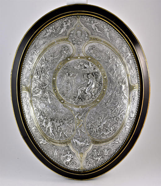 独角鹿西洋古董 1860-1870年代法国工匠Léonard Morel-Ladeuil设计英国名坊Elkington出品《失乐园》主题米尔顿之盾 商品图0