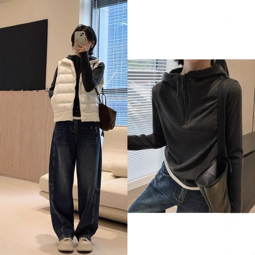 温暖担当！2025新款羊绒拉链连帽卫衣厚款秋冬保暖慵懒叠穿绒衫！ 商品图1