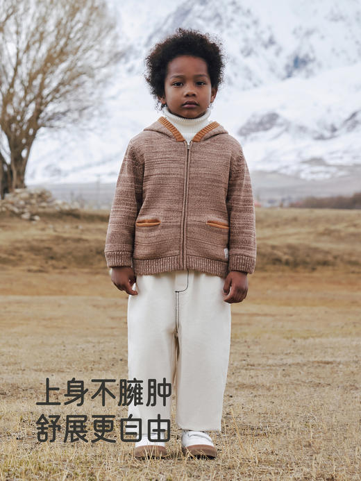 英氏儿童连帽毛衣小熊男童可爱冬季舒适新款针织外套YRWWJ4R025A 商品图1