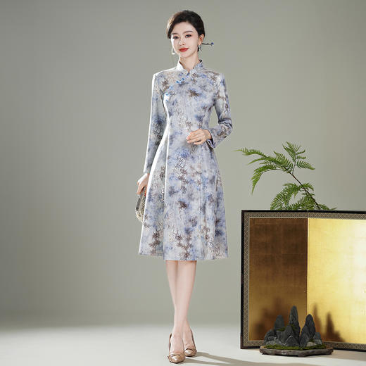 【竹佩】改良复古长袖日常，新中式国风旗袍连衣裙XGT-T25127 商品图1