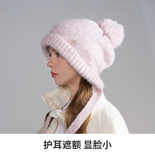 卡蒙绵羊毛护耳针织帽毛线帽女修饰脸型显脸小时尚百搭秋冬新款KM-9598 商品图3