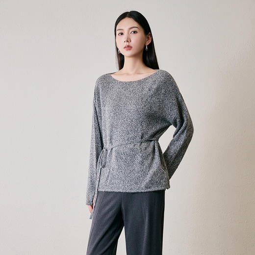 NEELLY纳俪商场同款冬季新款兔毛混纺宽松收腰打底针织衫毛衣女N25104A07720 商品图3