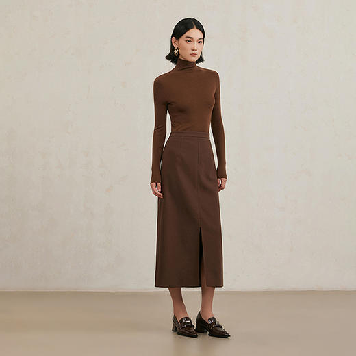 NEELLY纳俪商场同款冬新款通勤美拉德收腰显瘦半身裙女优雅中长裙N25104E04518 商品图2