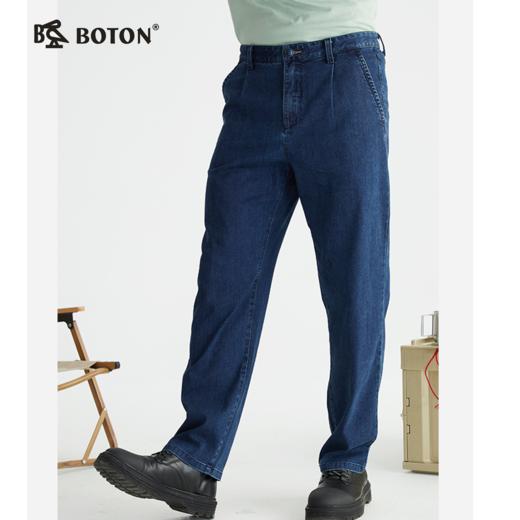波顿直筒高端男士牛仔裤深蓝色宽松长裤ME807122 商品图0