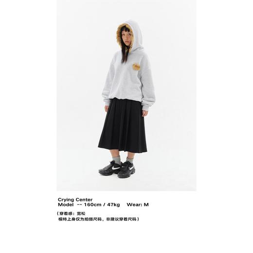 CryingCenter 可爱小鹿毛毛绒绒花灰色袋帽短版显瘦卫衣 哭喊中心 商品图3