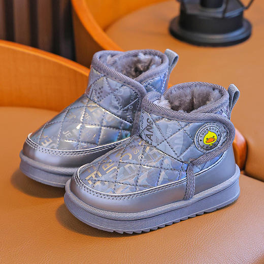小黄鸭冬季男女宝宝加绒加厚大棉PU防水保暖防滑儿童雪地靴22-36 商品图5