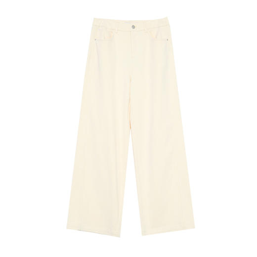 VIMAGE纬漫纪百搭宽松休闲舒适棉简约香槟白2025秋季新款牛仔裤V2405113 商品图5