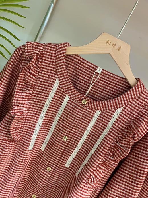 松植屋秋冬女款《映晓》磨毛圆领长袖睡衣套装 商品图2