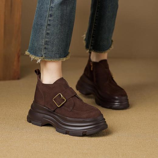 【预售5天】厚底增高真皮小皮鞋，英伦风松糕皮带扣单鞋SSS&M2425 商品图0