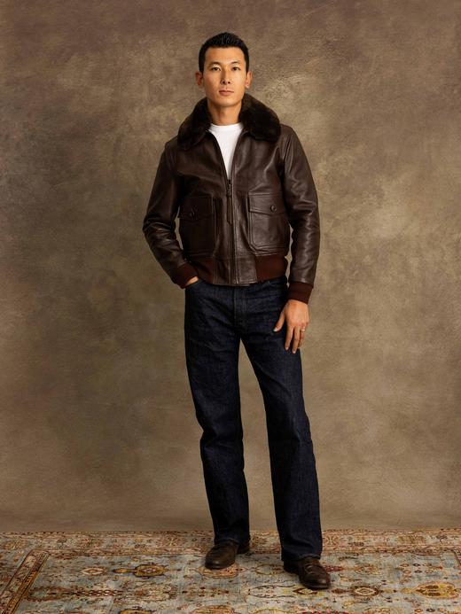 Chapal G-1 棕色小羊皮飞行员夹克 商品图0