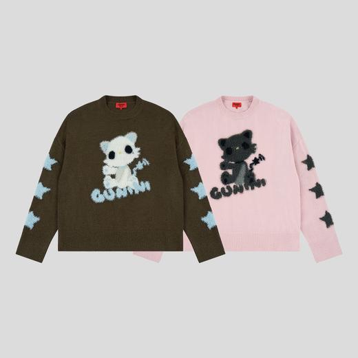 GOODBAI GOODEES星星机器小猫撞色图案套头毛衣 商品图1