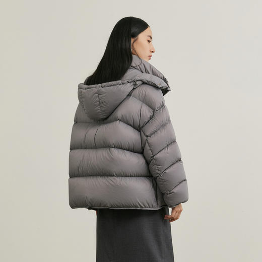 NEELLY纳俪商场同款冬季新款蓬松中长款连帽面包服女白鸭绒羽绒服N25104L04594 商品图1