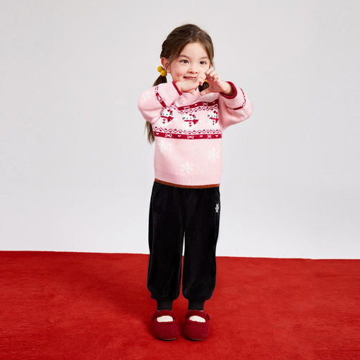 笛莎Deesha 童装女童裤子2025冬新款雪花装饰标束脚裤  商品图2