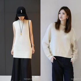 1011-1 纯圆正 小禾早秋新款 美丽诺 重磅针织羊毛系列 套头衫/背心裙 我穿L