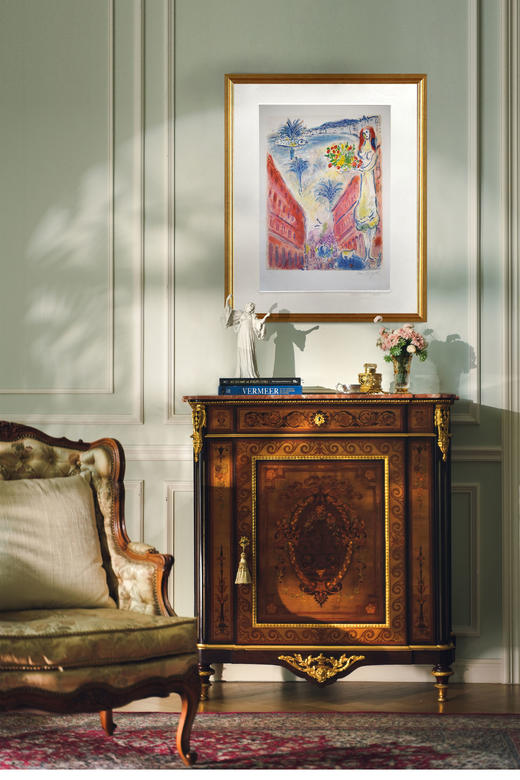 独角鹿西洋古董 1967年法国现代艺术家夏加尔签名出品「Avenue de la Victoire in Nice 尼斯胜利大道」限量彩色石版画 商品图0