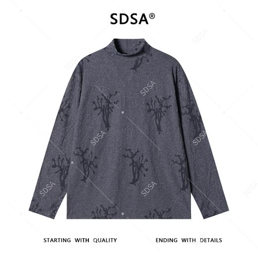 T4920SDSA男士秋冬新款痞帅男装休闲风撞色暗纹提花半高领长袖T恤百搭 商品图1