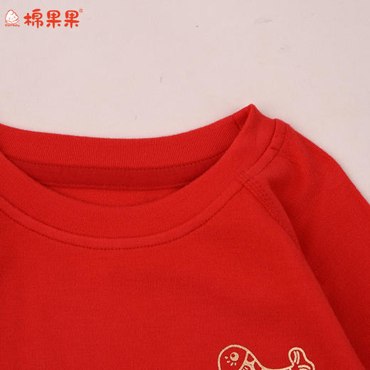 棉果果冬季新品暖姜棉柔软保暖80-130码新年喜庆红色暖姜套头套装M401302425679 商品图4