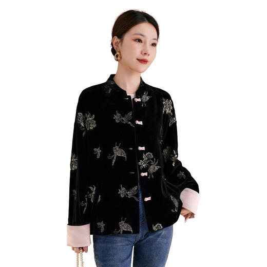 SM 1907桑蚕丝绣花新中式长袖外套宽松显瘦气质上衣 商品图4